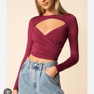 Emilie Wrap Top in Burgundy superdown